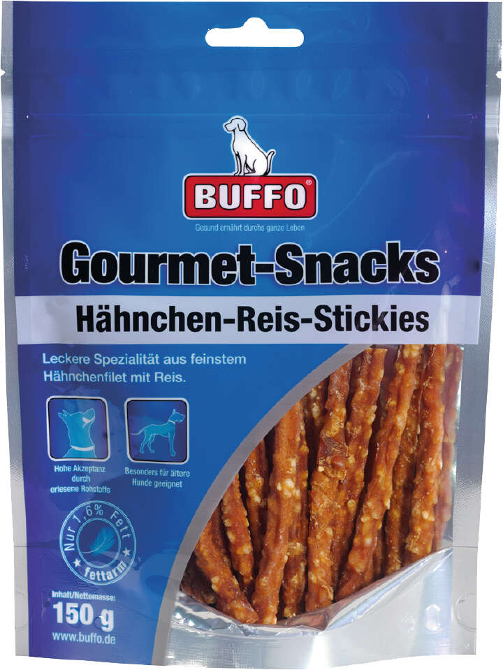 BUFFO Hundeleckerli Gourmet-Snacks Hähnchen-Reis-Stickies